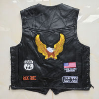 Motorcycle Jacket Men Waistcoat Sheep Genuine Leather Vest Embroidery Fashion Man Motorcycle Clothes Jacket Letter Sleeveless Jacket Coat Clothing