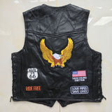 Motorcycle Jacket Men Waistcoat Sheep Genuine Leather Vest Embroidery Fashion Man Motorcycle Clothes Jacket Letter Sleeveless Jacket Coat Clothing