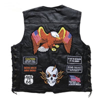 Motorcycle Jacket Men Waistcoat Sheep Genuine Leather Vest Embroidery Fashion Man Motorcycle Clothes Jacket Letter Sleeveless Jacket Coat Clothing