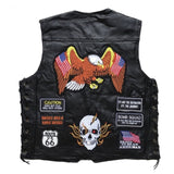 Motorcycle Jacket Men Waistcoat Sheep Genuine Leather Vest Embroidery Fashion Man Motorcycle Clothes Jacket Letter Sleeveless Jacket Coat Clothing