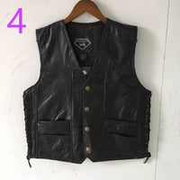 Motorcycle Jacket Men Waistcoat Sheep Genuine Leather Vest Embroidery Fashion Man Motorcycle Clothes Jacket Letter Sleeveless Jacket Coat Clothing