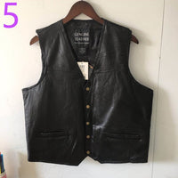 Motorcycle Jacket Men Waistcoat Sheep Genuine Leather Vest Embroidery Fashion Man Motorcycle Clothes Jacket Letter Sleeveless Jacket Coat Clothing
