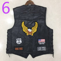 Motorcycle Jacket Men Waistcoat Sheep Genuine Leather Vest Embroidery Fashion Man Motorcycle Clothes Jacket Letter Sleeveless Jacket Coat Clothing
