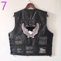 Motorcycle Jacket Men Waistcoat Sheep Genuine Leather Vest Embroidery Fashion Man Motorcycle Clothes Jacket Letter Sleeveless Jacket Coat Clothing