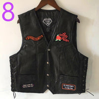 Motorcycle Jacket Men Waistcoat Sheep Genuine Leather Vest Embroidery Fashion Man Motorcycle Clothes Jacket Letter Sleeveless Jacket Coat Clothing