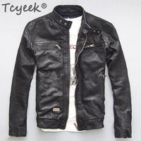 Motorcycle Jacket Men Leather Real Sheep Goat Skin Brand Black Male Bomber Motorcycle Biker Man's Coat Autumn Spring Clothes zlg88