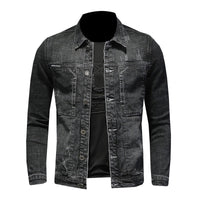 Motorcycle Jacket Spring Men Denim Jacket Black Fashion Casual Cotton Long Sleeve Elasticity Slim Clothes Motorcycle Cowboy Jeans Coat Male Brand