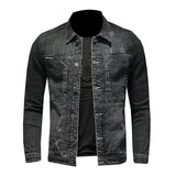 Motorcycle Jacket Spring Men Denim Jacket Black Fashion Casual Cotton Long Sleeve Elasticity Slim Clothes Motorcycle Cowboy Jeans Coat Male Brand