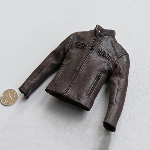 Motorcycle Jackets Male Fgure Accessory Retro Style Motorcycle Leather Jacket Clothes Coat Model for 12'' Action Figure Body