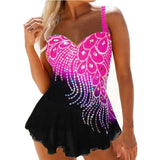 Swimwear Women Backless Swimsuit Summer Print Tankini Two Piece Bathing Suit Plus Size Sexy Halter Beach Party Swim Dress And Shorts