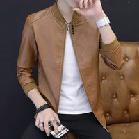 Motorcycle Jacket Mens Leather Jacket Men Autumn Winter Slim Motorcycle Coats Male Fleece Biker Clothes Men's Leather Bomber Jackets BM266