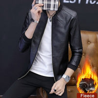 Motorcycle Jacket Mens Leather Jacket Men Autumn Winter Slim Motorcycle Coats Male Fleece Biker Clothes Men's Leather Bomber Jackets BM266