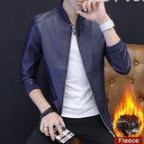 Motorcycle Jacket Mens Leather Jacket Men Autumn Winter Slim Motorcycle Coats Male Fleece Biker Clothes Men's Leather Bomber Jackets BM266