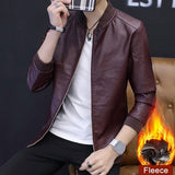 Motorcycle Jacket Mens Leather Jacket Men Autumn Winter Slim Motorcycle Coats Male Fleece Biker Clothes Men's Leather Bomber Jackets BM266