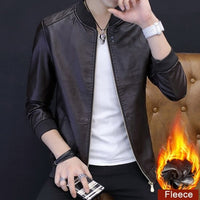 Motorcycle Jacket Mens Leather Jacket Men Autumn Winter Slim Motorcycle Coats Male Fleece Biker Clothes Men's Leather Bomber Jackets BM266