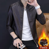 Motorcycle Jacket Mens Leather Jacket Men Autumn Winter Slim Motorcycle Coats Male Fleece Biker Clothes Men's Leather Bomber Jackets BM266