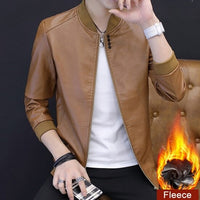 Motorcycle Jacket Mens Leather Jacket Men Autumn Winter Slim Motorcycle Coats Male Fleece Biker Clothes Men's Leather Bomber Jackets BM266