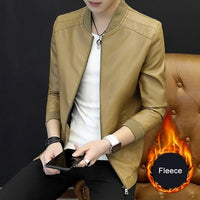 Motorcycle Jacket Mens Leather Jacket Men Autumn Winter Slim Motorcycle Coats Male Fleece Biker Clothes Men's Leather Bomber Jackets BM266