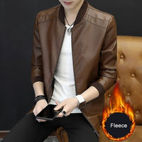 Motorcycle Jacket Mens Leather Jacket Men Autumn Winter Slim Motorcycle Coats Male Fleece Biker Clothes Men's Leather Bomber Jackets BM266