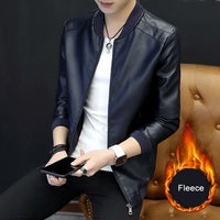 Motorcycle Jacket Mens Leather Jacket Men Autumn Winter Slim Motorcycle Coats Male Fleece Biker Clothes Men's Leather Bomber Jackets BM266