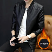Motorcycle Jacket Mens Leather Jacket Men Autumn Winter Slim Motorcycle Coats Male Fleece Biker Clothes Men's Leather Bomber Jackets BM266
